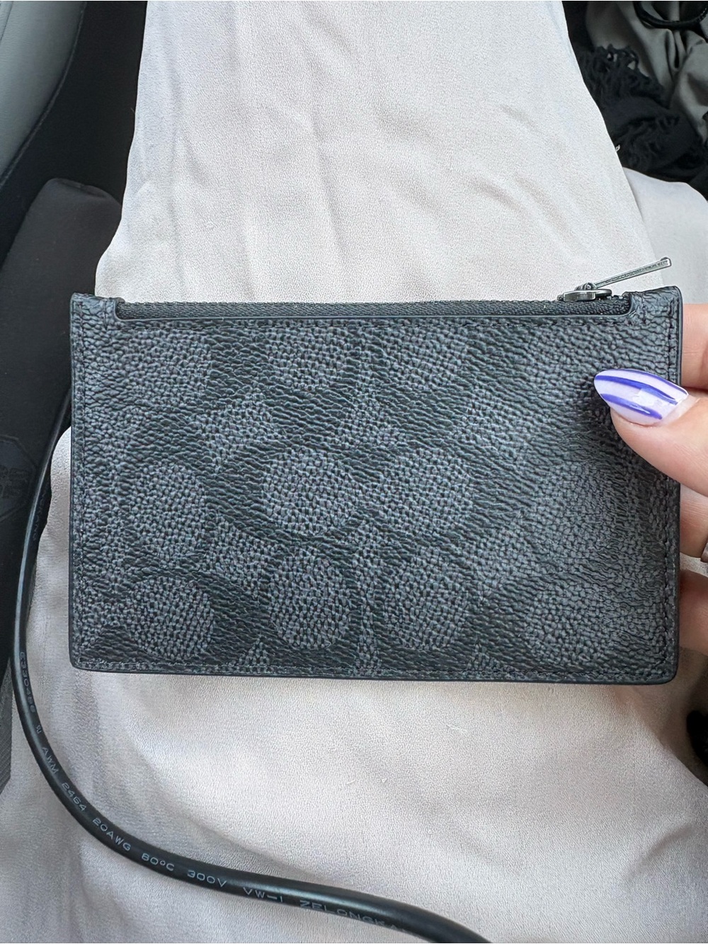 Coach Black Signature Slim Zip Card Holder